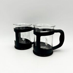 2 Bialetti Beaker Glass Coffee Cups, Cappuccino, Small Latte, Italy
